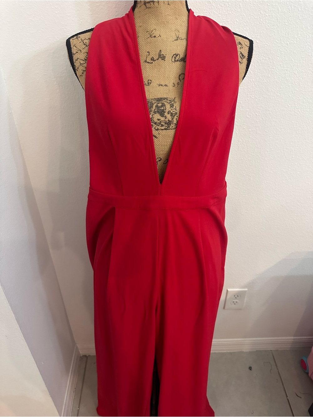 the room Strapless Red Plunge Jumpsuit